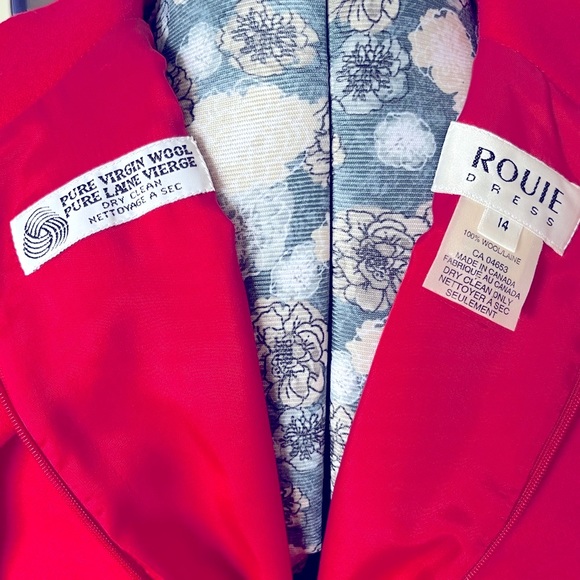 Rouie 100% Wool Long Sleeve High Neck Mod Dress SZ Lrg/14 - Picture 5 of 9